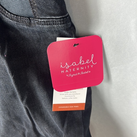 Women’s black maternity jean shorts. - Picture 2 of 4